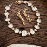 Simple Rose Gold Moissanite Kundan Neckpiece-G13619